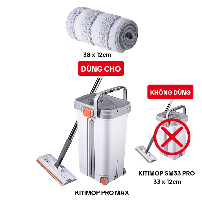 Bông Lau Nhà Thay Thế KITIMOP PRO MAX-1, Dùng Cho Cây Lau Nhà Tự Vắt KITIMOP PRO MAX