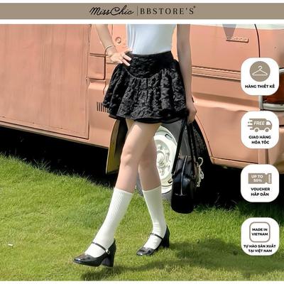 MISSCHIC BY BBSTORE’S Chân Váy Ngắn Nhún Xoè Phồng Chất Xô Xốp Dập Cao Cấp - V4142A