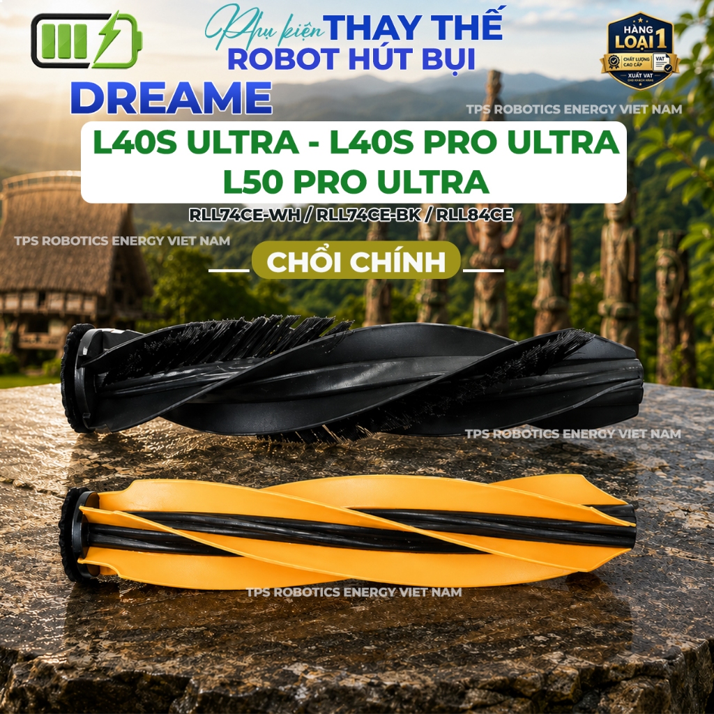 CẶP CHỔI CHÍNH (CHỔI GIỮA) CAO CẤP LOẠI 1 CHO ROBOT HÚT BỤI THAY THẾ DREAME L40S ULTRA/L40S PRO ULTR