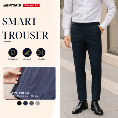 Quần Âu Công Sở Nam MENTORIS Form Slim Fit, Vải Mềm Mại, Ít Nhăn, Phối Đồ Dễ Dàng MTR05S
