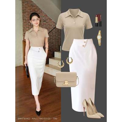 Áo Thun Polo Công Sở Nữ MY WAY Ngắn Tau Cotton Mềm Mát Cao Cấp 5mat9343