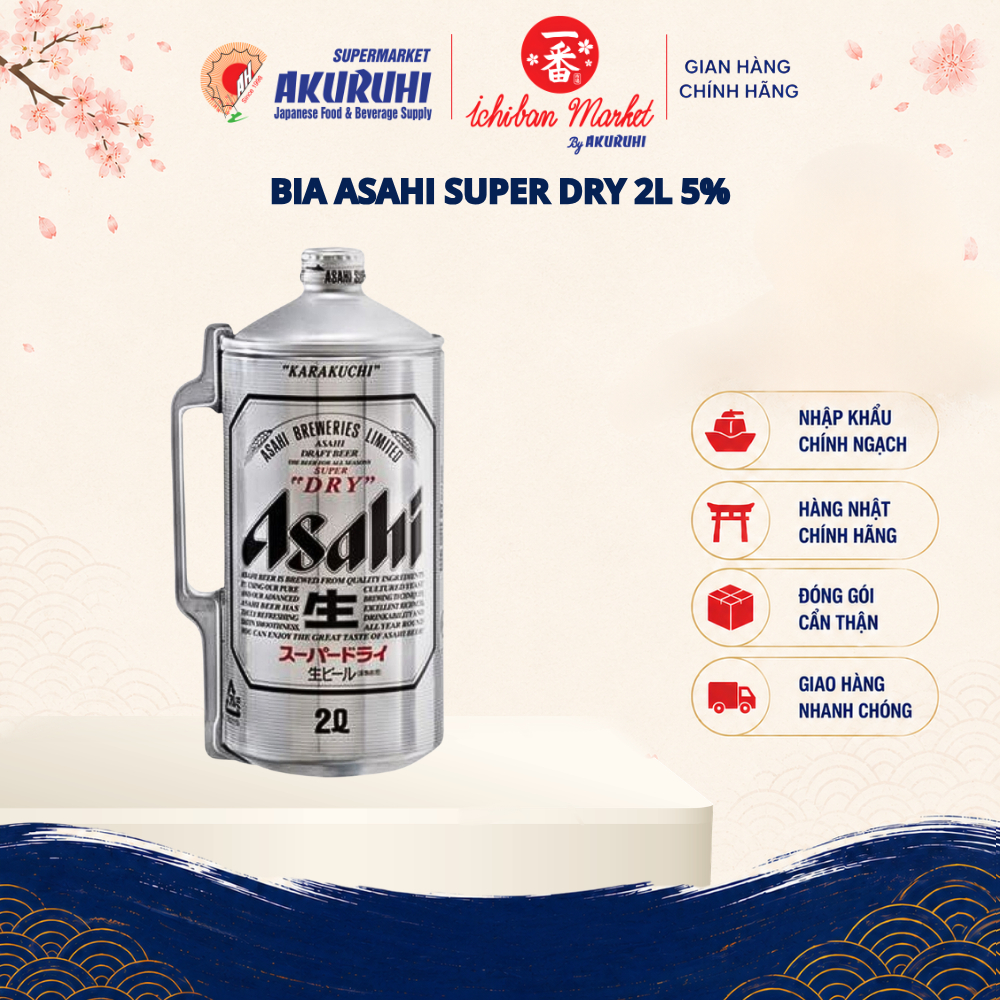 Bia Asahi Super Dry can 2L 5% ALC