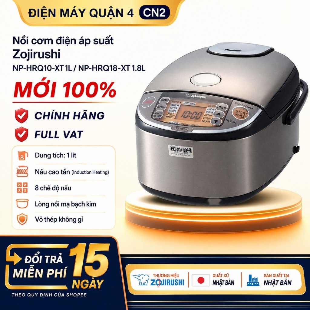 Nồi cơm điện áp suất Zojirushi NP‐HRQ10-XT 1L / NP-HRQ18-XT 1.8L