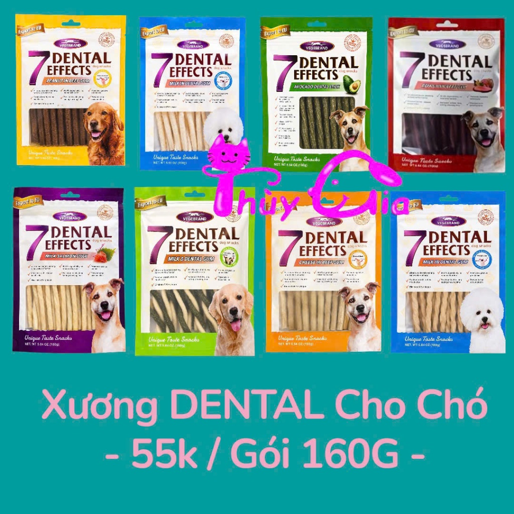 QUE GẶM 7DENTAL EFFECST CHO CHÓ GÓI 160G