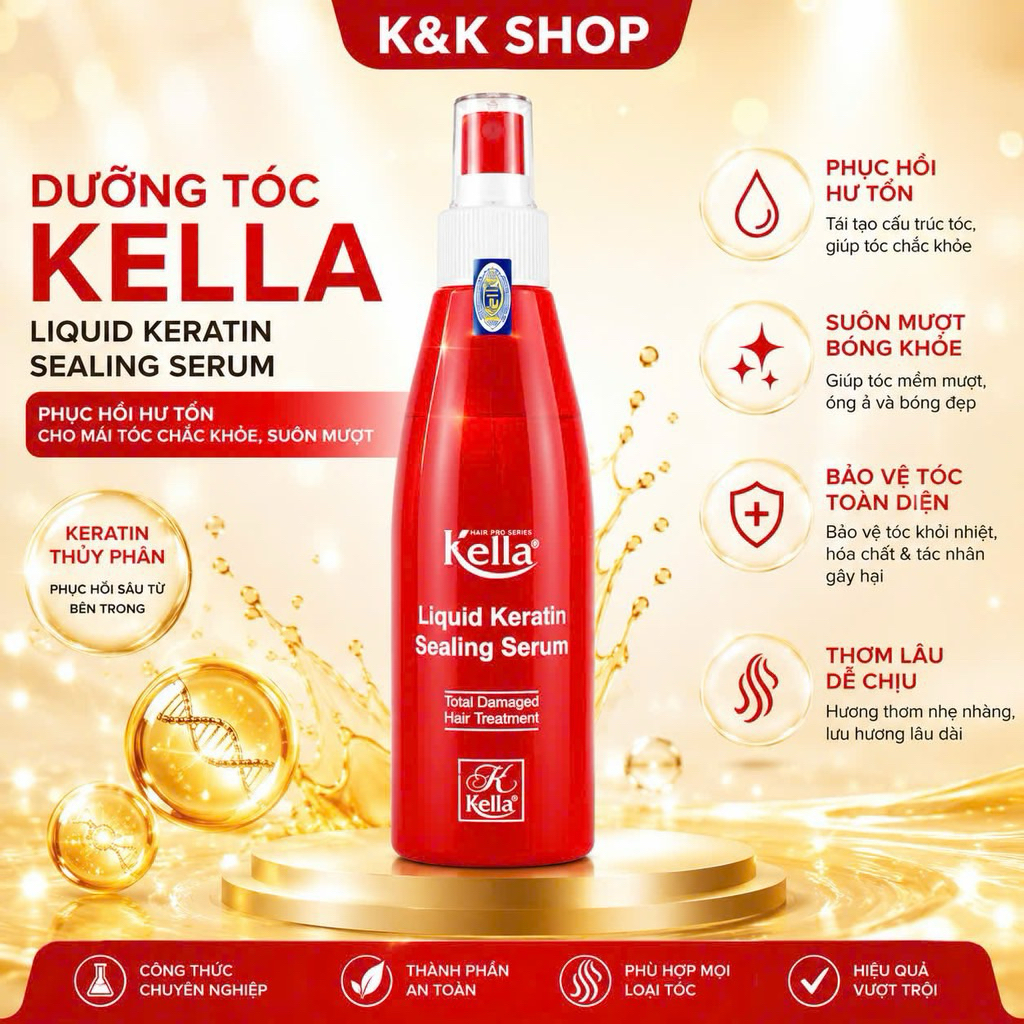 Dung dịch Karetin phục hồi tóc hư tổn Kella 250ml chính hãng