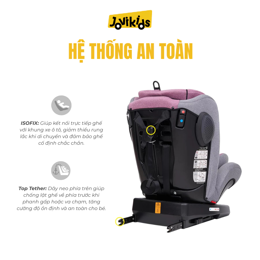 Jovikids Angela - Ghế Ô Tô Cho Bé Xoay 360 - R44 (cho bé cao 40 - 150 cm)