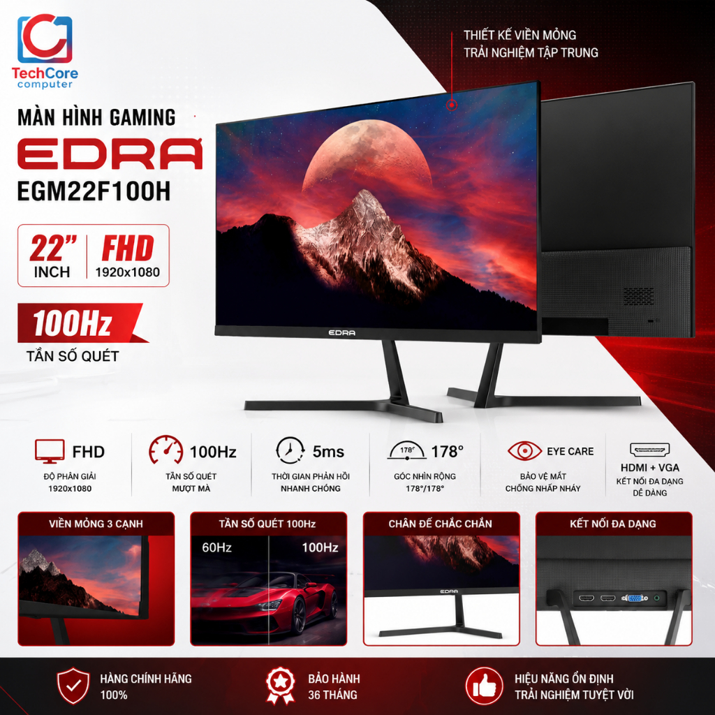 Màn hình Gaming EDRA EGM22F100H 22 inch FullHD 100Hz