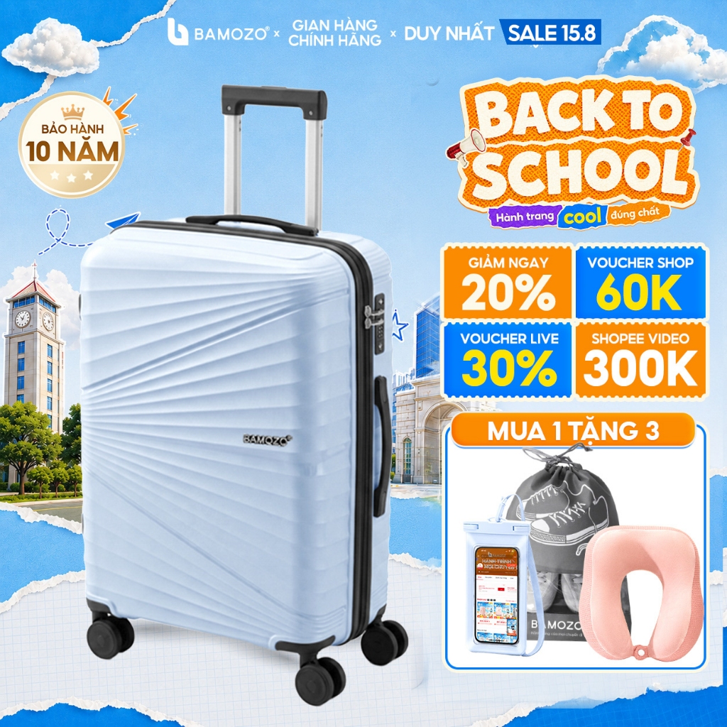 Vali Kéo Du Lịch Bamozo IRIS Size 20/24/28 Chất Liệu Nhựa PP Cao Cấp Siêu Bền Nhẹ_IRIS