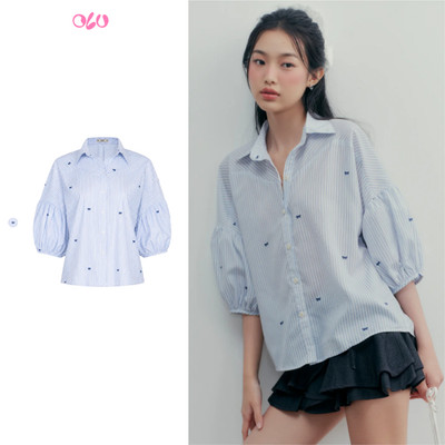 Áo sơ mi OLV tay lửng màu pastel dễ thương nữ tính Rica nhiều màu phù hợp đi chơi đi làm