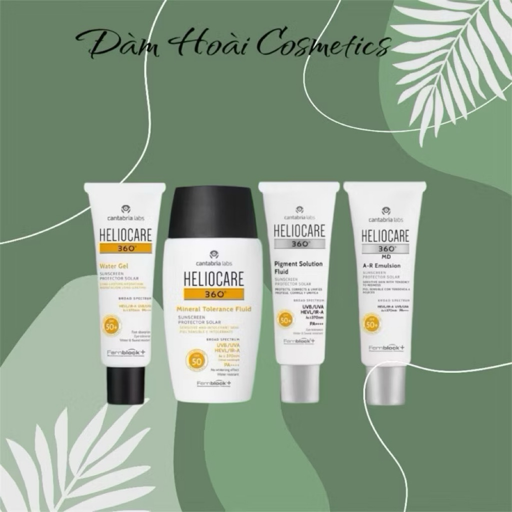 Kem chống nắng Heliocare Mineral Tolerance Fluid /  A-R Emulsion/ Pigment Solution Fluid/ Water Gel