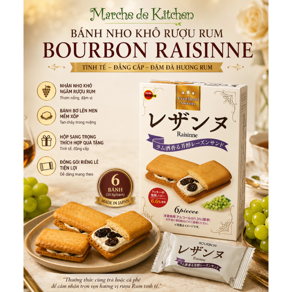 BÁNH NHO KHÔ RƯỢU RUM BOURBON RAISINNE