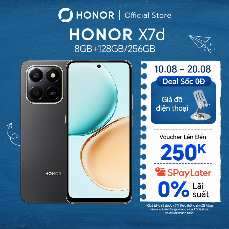 Điện Thoại HONOR X7d 8GB+128/256GB | Pin 6500mAh | Camera 108MP | Bảo hành 18 Tháng