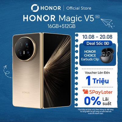 Điện Thoại Cao Cấp HONOR Magic V5 16GB+512GB | Pin 5820mAh | Màn hình 7.95 inch | Snapdragon 8 Elite