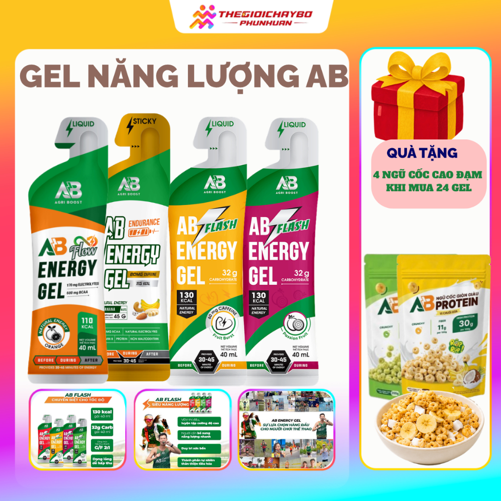 [Mua 6 tặng 1] Gel Năng Lượng Chạy Bộ AB NUTRITION AB 45g Hỗ Trợ Bền Bỉ Cho Người Chơi Thể Thao