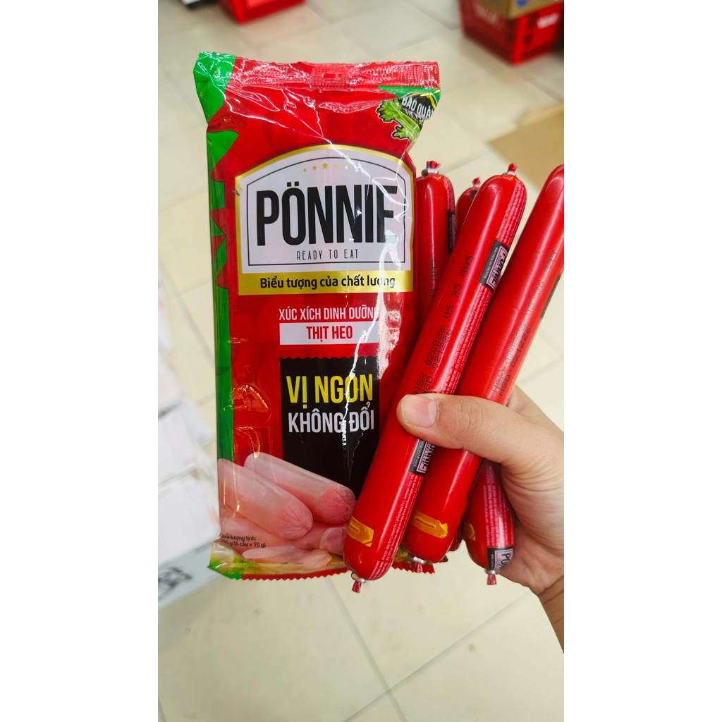 Xúc Xích Ponnie vị thịt heo gói 280g ( 4 cây x 70g )