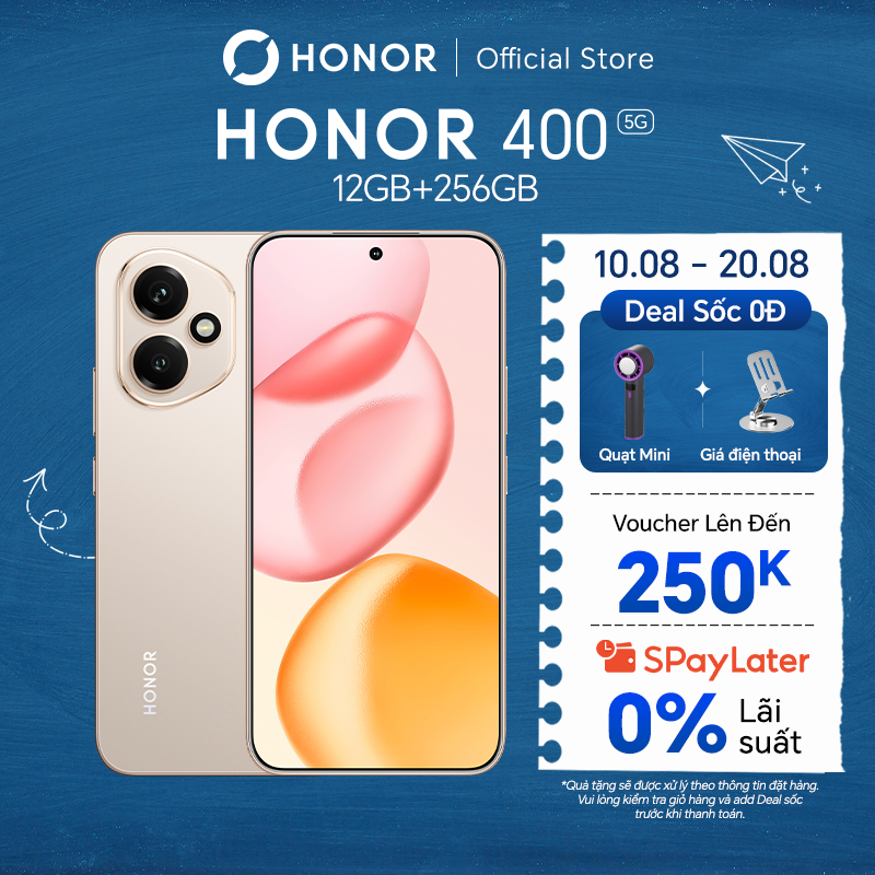 Điện Thoại HONOR 400 5G 12GB + 256GB | AI Camera 200MP, Sạc Nhanh 80W | Snapdragon 7 Gen 3 | BH 24 Tháng