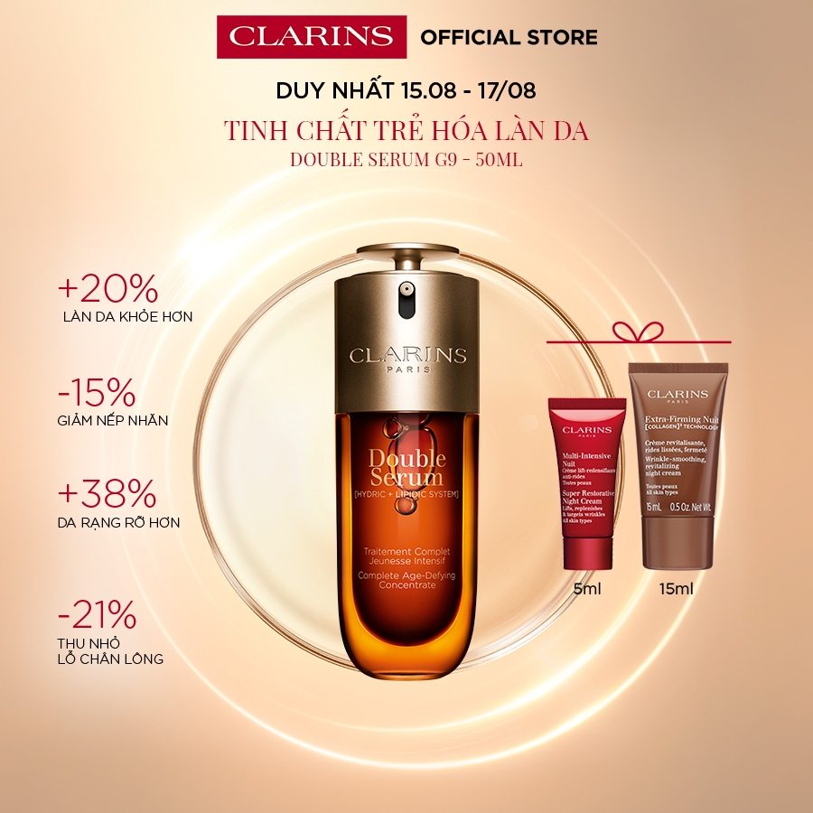 Tinh chất chống lão hóa toàn diện Clarins Double Serum G9 [Hydric+Lipidic System] 50ml