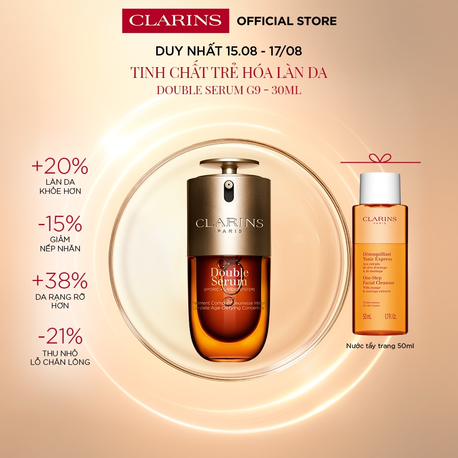 Tinh chất chống lão hóa toàn diện Clarins Double Serum G9 [Hydric+Lipidic System] 30ml