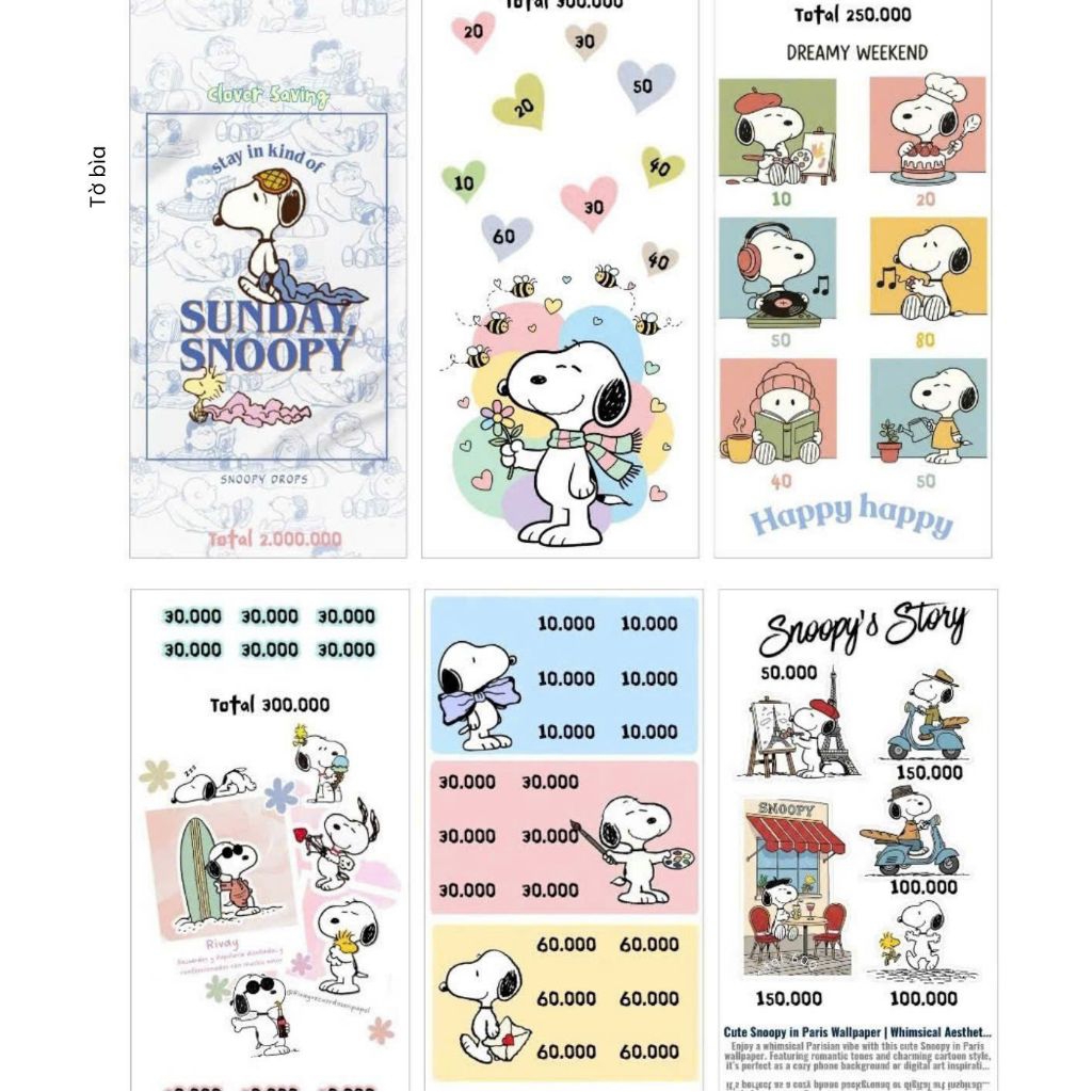 Set Thẻ Tiết Kiệm: Sunday Snoopy