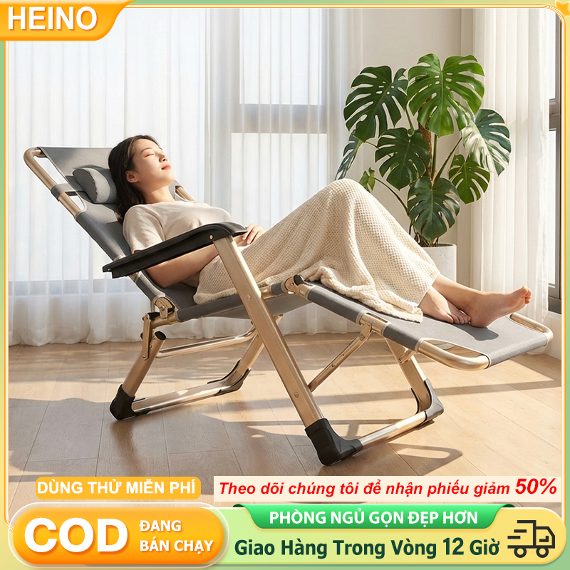HEINO Ghế Thư Giãn Gấp Gọn Kèm Nệm Cao Cấp Và Gối Ghế Lười Có Thể Gấp Thành Giường Cấp Chịu Tại200KG
