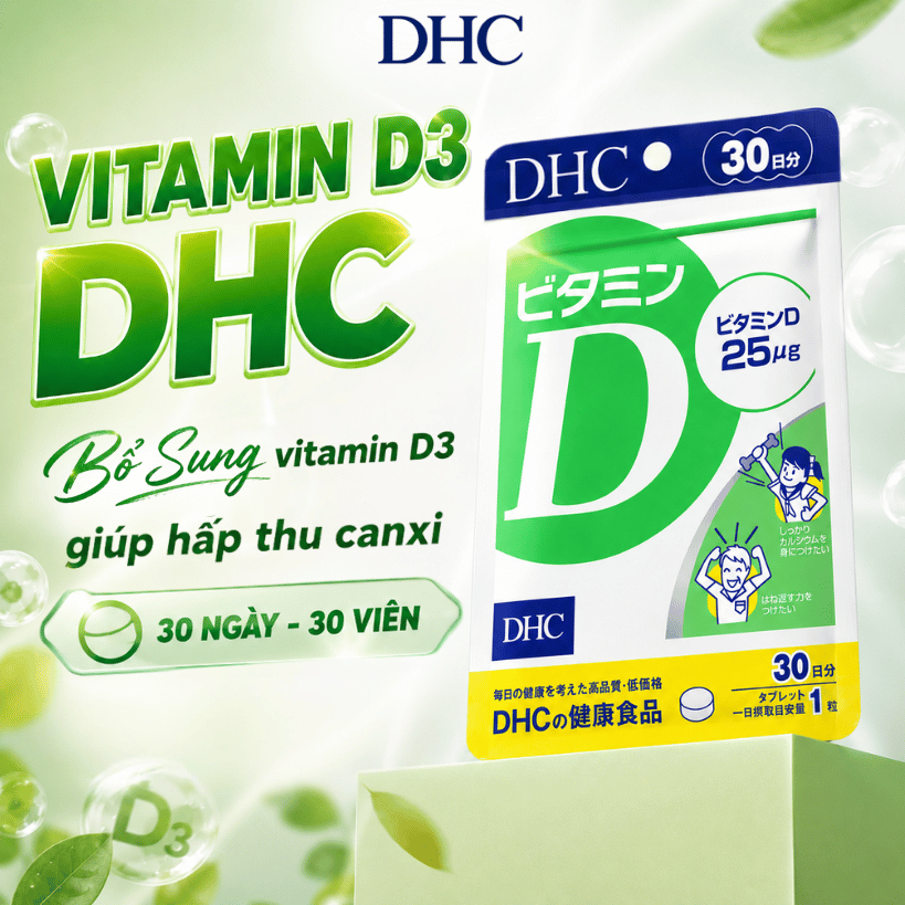 Vitamin D3 DHC Nhật Bản 25mcg - Gói 30 Ngày 30 Viên Nén Nhỏ Dễ Uống, Bổ Sung D3