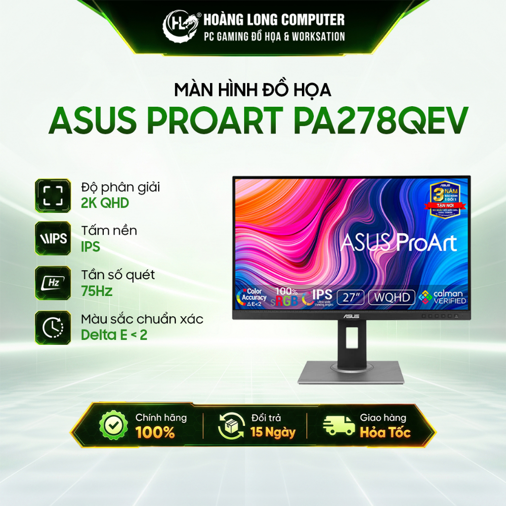 Màn Hình Đồ Hoạ ASUS ProArt PA278QEV 27 inch 2K 75Hz 5ms IPS chuẩn màu - Hàng Chính Hãng