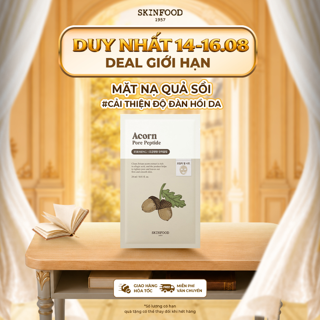 Mặt Nạ Miếng Quả Sồi Skinfood Se Khít Lỗ Chân Lông, Cải Thiện Đàn Hồi Da Acorn Pore Peptide Sheet Ma