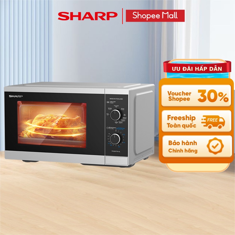 Lò Vi Sóng Cơ Có Nướng Sharp R-G251TV-SL/BK 25L [5 Mức Công Suất] - Bảo Hành 12T