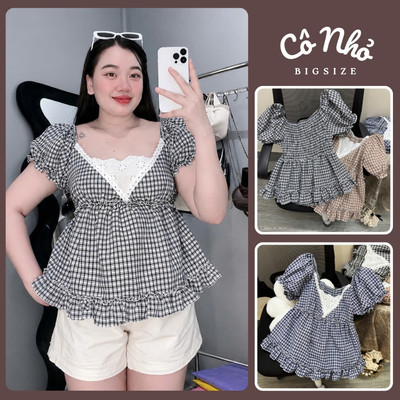 Áo Babydoll Bigsize Nữ Nhún Eo Dáng Ngắn Peplum Xòe Dễ Thương Cho Chubby A368