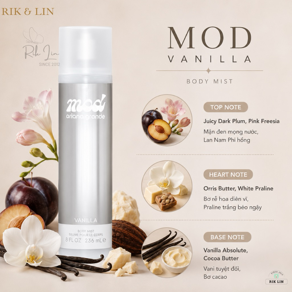 MOD VANILLA| WARM VANILLA SUGAR - Xịt Thơm Toàn Thân Body Mist