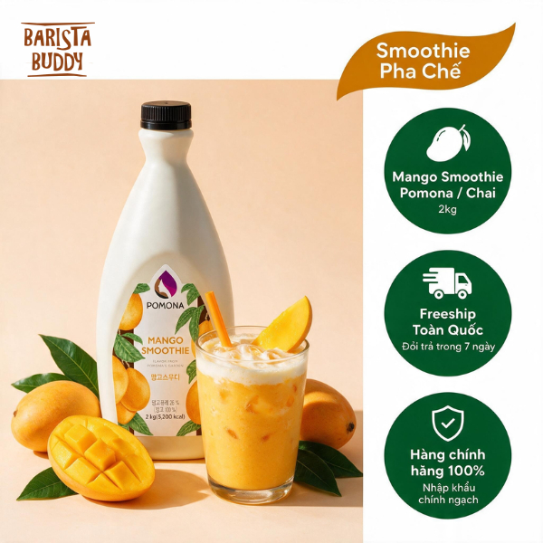 Mứt Pha Chế Smoothie Pomona - Vị Xoài Mango - Hàng Chính Hãng - 2kg