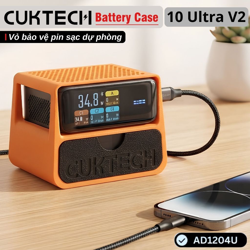 Ốp Để Bàn CUKTECH 10 Ultra V2 – Giá Đỡ Củ Sạc Nhanh CUKTECH 10 Ultra 120W Super Charger AD1204U,Kệ Đ