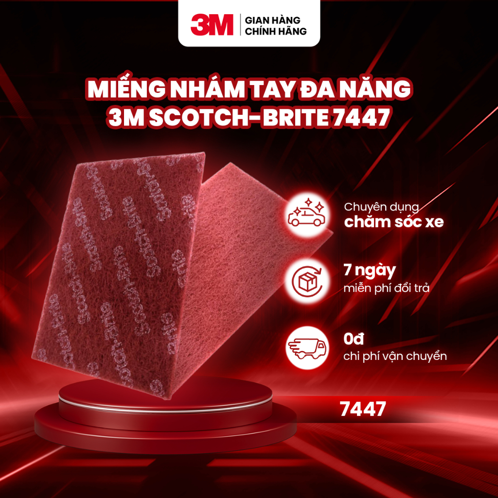 Miếng nhám tay đa năng Scotch-Brite  7447 3M xử lý gỉ sắt, làm bóng bề mặt kim loại