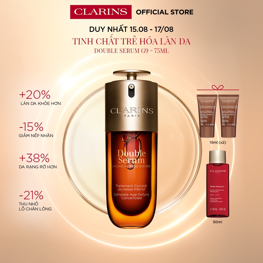Tinh chất chống lão hóa toàn diện Clarins Double Serum G9 [Hydric+Lipidic System] 75ml