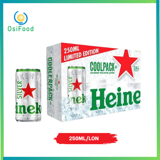 Bia Heineken Silver Lon 250ml Thùng 24 Lon