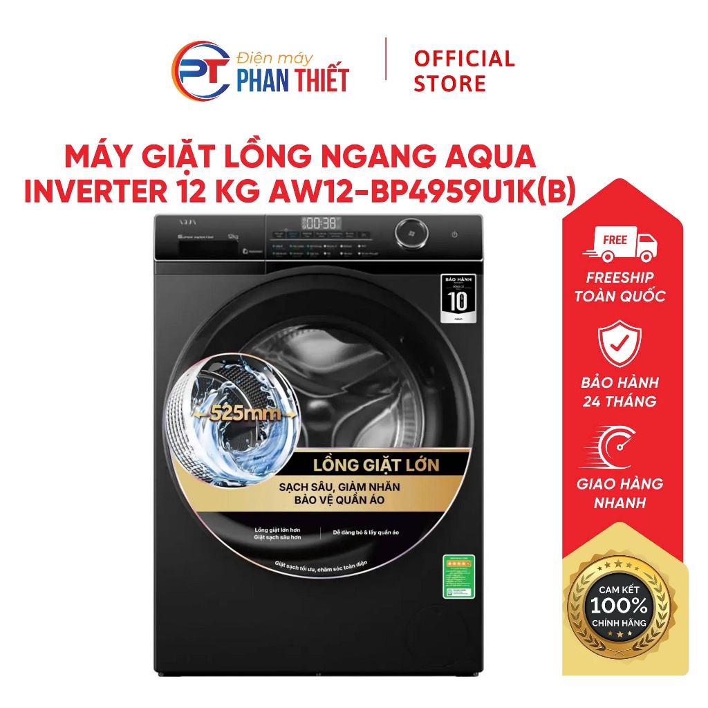 Máy Giặt cửa trên Aqua Inverter 12 Kg AW12-BP4959U1K(B)