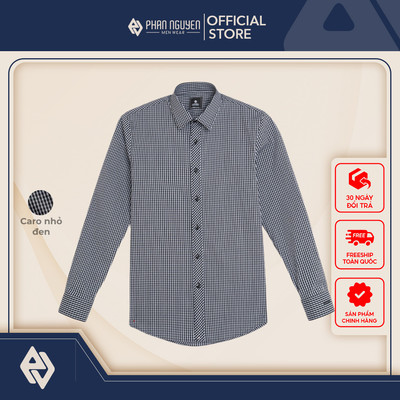 Áo sơ mi họa tiết kẻ nam Phan Nguyễn, chất liệu cotton cao cấp, mềm, thoáng, form slim fit SMD.1540