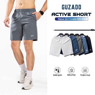 Quần Short Nam GUZADO Mẫu Quần Tập Gym Chạy Bộ, Vải Gió Nhẹ Thoáng, Khô Nhanh Không Bí Nóng GSR06-GASR25S006