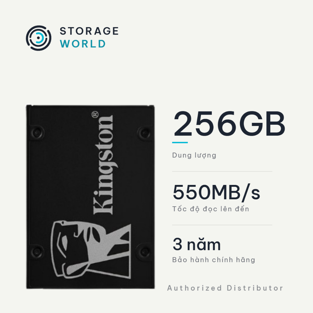 Ổ Cứng Gắn Trong SSD Kingston KC600 256Gb (SATA3/ 2.5Inch/ 550MB/s/ 500MB/s) - Công Nghệ 3D TLC