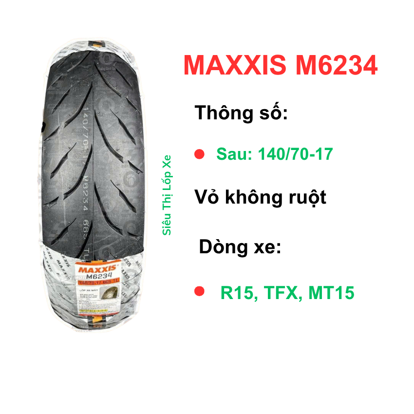 ỏ lốp Maxxis 140/70-17 gắn cho R15V3, MT15, TFX. Vỏ không ruột