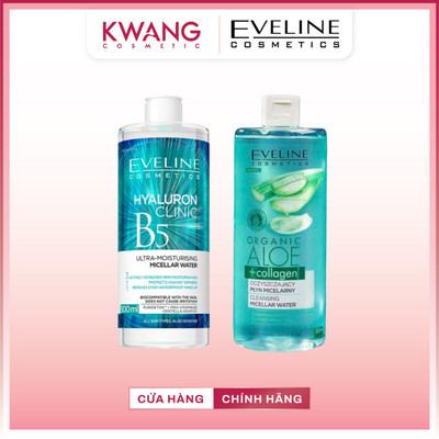 Nước Tẩy Trang Eveline Lô Hội & Hyaluron Clinic B5 Micellar Water 500ml Sạch Sâu Dưỡng Ẩm