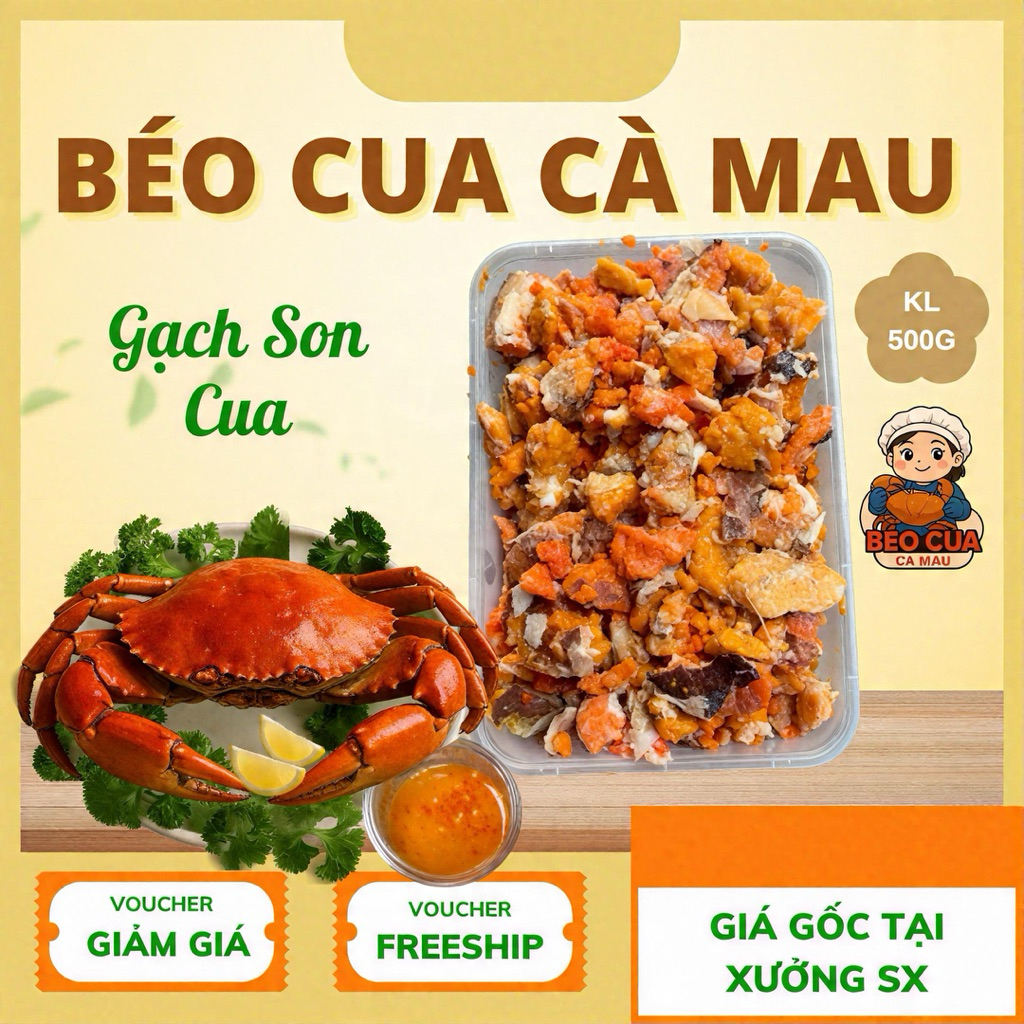 [HOẢ TỐC HCM] Gạch Son Cua Tươi 500g - Thịt Cua Tươi Bóc Sẵn - Chất Lượng Cao - Béo Cua Cà Mau