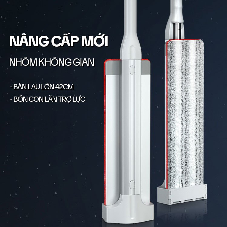 Cây Lau Nhà Tự Vắt OKwife HD-7020, Chổi Lau Nhà Tự Vắt Thông Minh Xoay 360 Độ, 2 Bông Lau