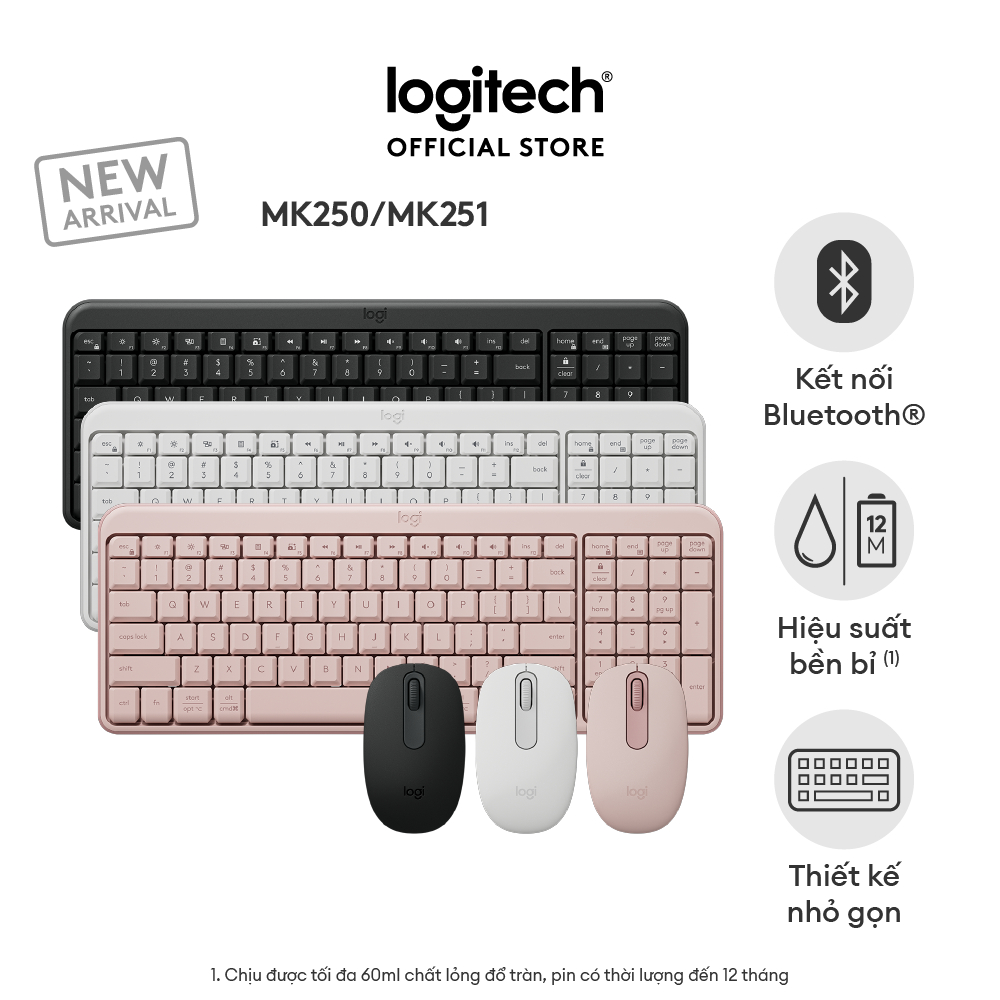 [HSSV] - Combo Bàn phím & chuột không dây Bluetooth Logitech MK250 | MK251 - dễ kết nối, nhỏ gọn