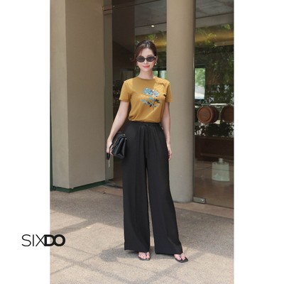 Quần nữ đen suông công sở SIXDO (Black Woven Loose Pants)