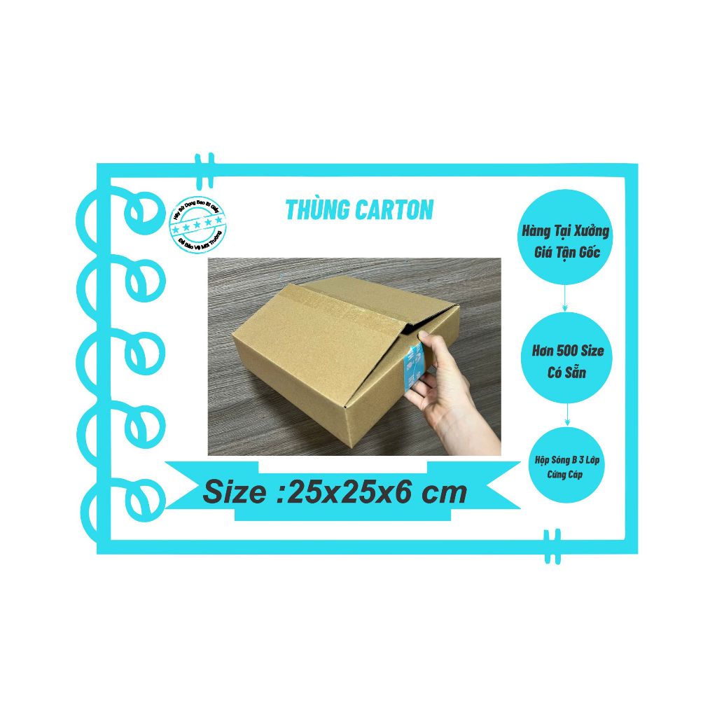 Size 25x25x6 cm _Combo 100c_ Thùng Hộp Carton Đóng Hàng
