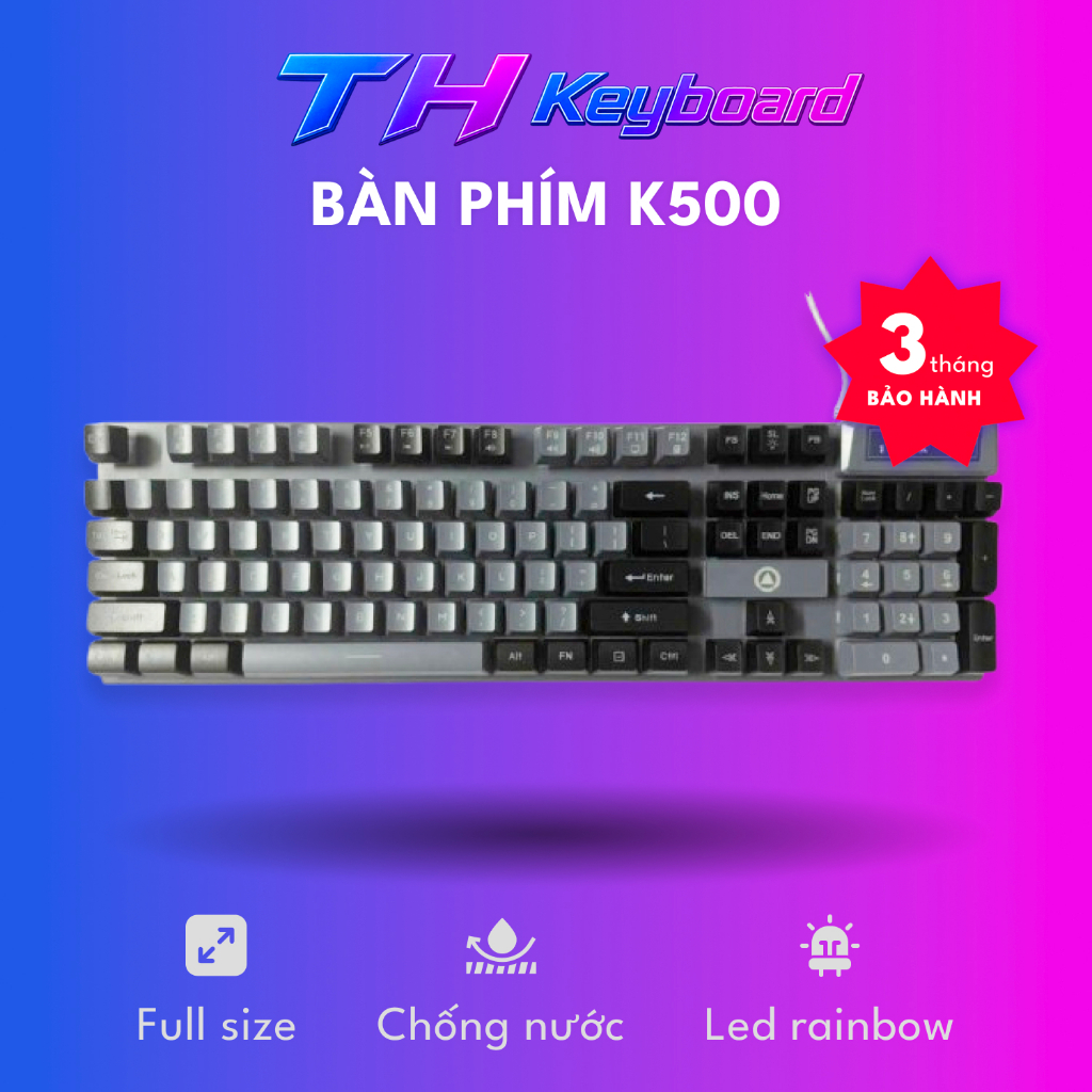 Bàn phím giả cơ YINDIAO K500 Nam tính kèm theo đèn led xuyên phím, THKeyboard