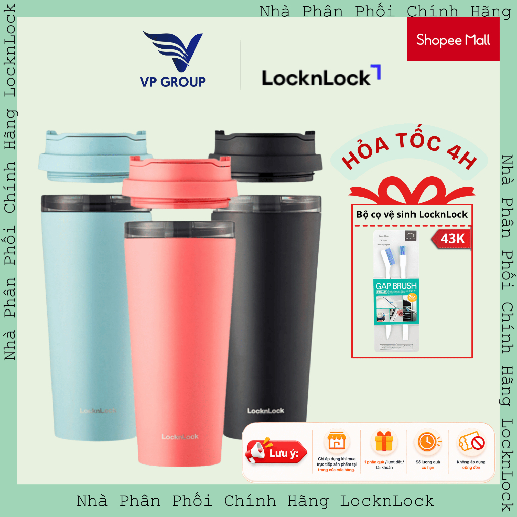Bình giữ nhiệt LocknLock có 2 nắp thay thế New Clip Tumbler 540ml - LHC4279