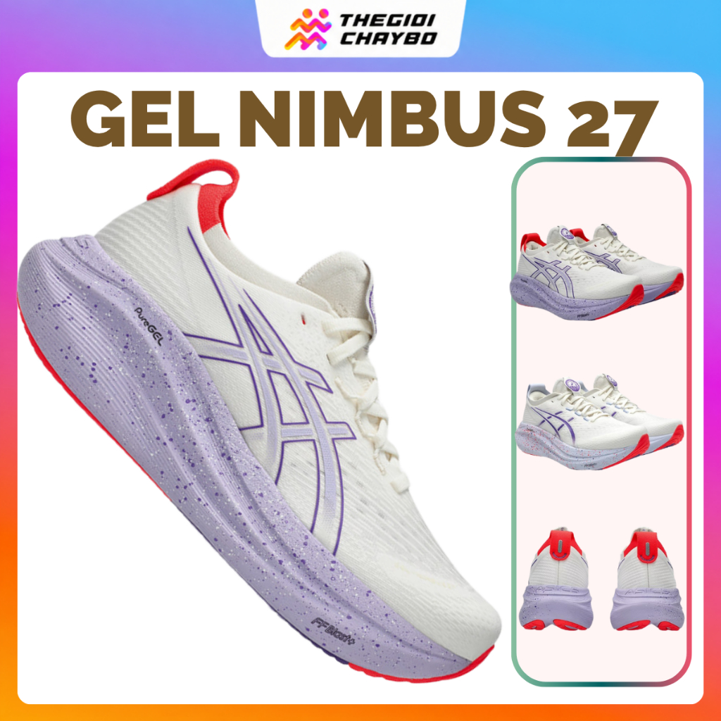 Asics Gel Nimbus 27 Tokyo - Giày Chạy Bộ Nam/Nữ Asics Êm Ái, Nhẹ Chân, Thoáng Khí