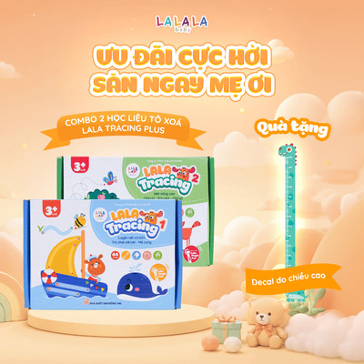 [MUA 2 TẶNG DECAL ĐO CHIỀU CAO]Sách tập viết tô xóa thông minh Lalala baby Đồ chơi tô xóa Lala Tracing hỗ trợ bé học tập